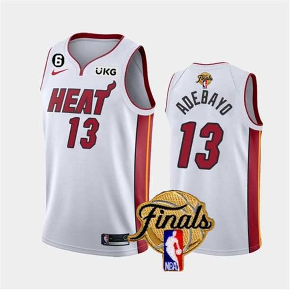 Men's Miami Heat #13 Bam Adebayo White 2023 Finals Association Edition With NO.6 Patch Stitched Basketball Jersey